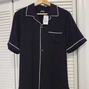 Todd Snyder Japanese Tipped Rayon Lounge Shirt in Navy